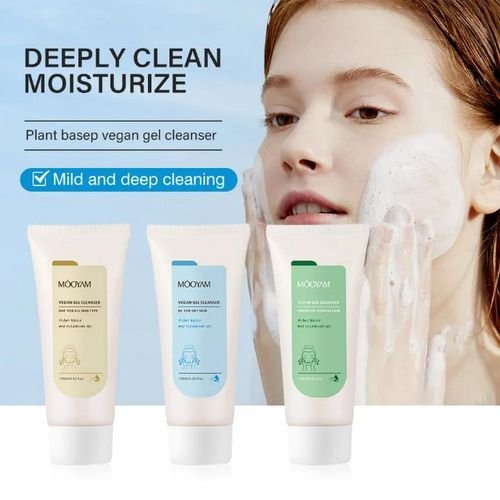 2 Gel Cleansing | Gel Cleanser | Mooyam Oat Gel Cleanser | All Skin Types | Alcohol Free | Vegan | Deep Cleaning | Moisturiser 100ml - Image 1
