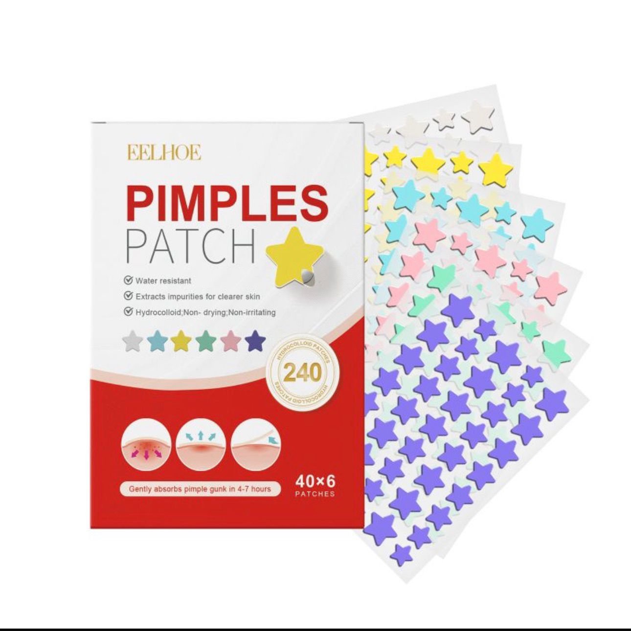 240 Pimple Patches,Pimple Patches for Face, Hydrocolloid Acne Patches, Cute Stickers Hydrocolloid Acne Pimple Patch for Covering Zits and Blemishes - Image 1