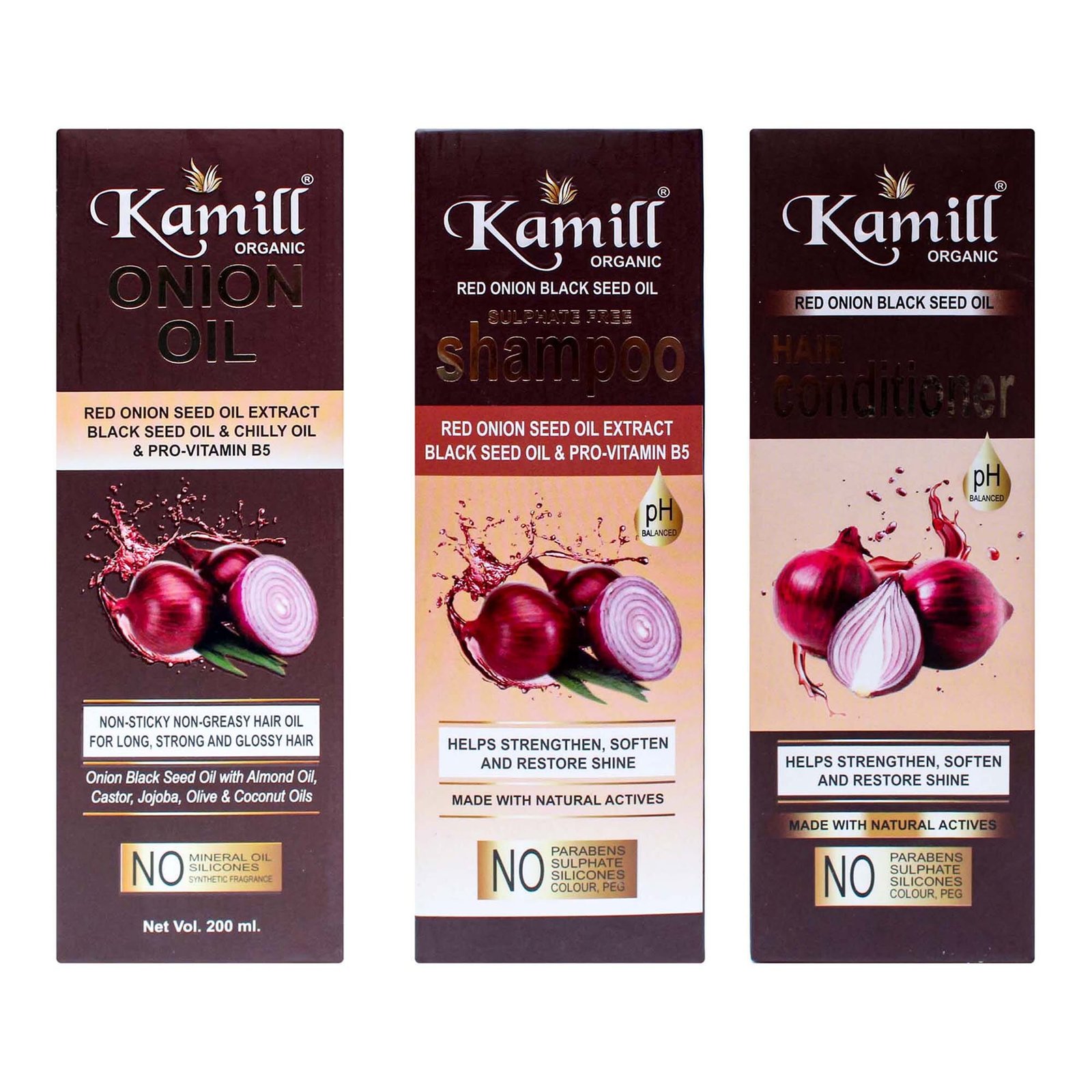 45ec6a9574812e1b81daacacccd19958 Kamill Kamil Organic Onion Oil 200Ml + Shampoo 300Ml + Conditioner 300Ml - Image 1