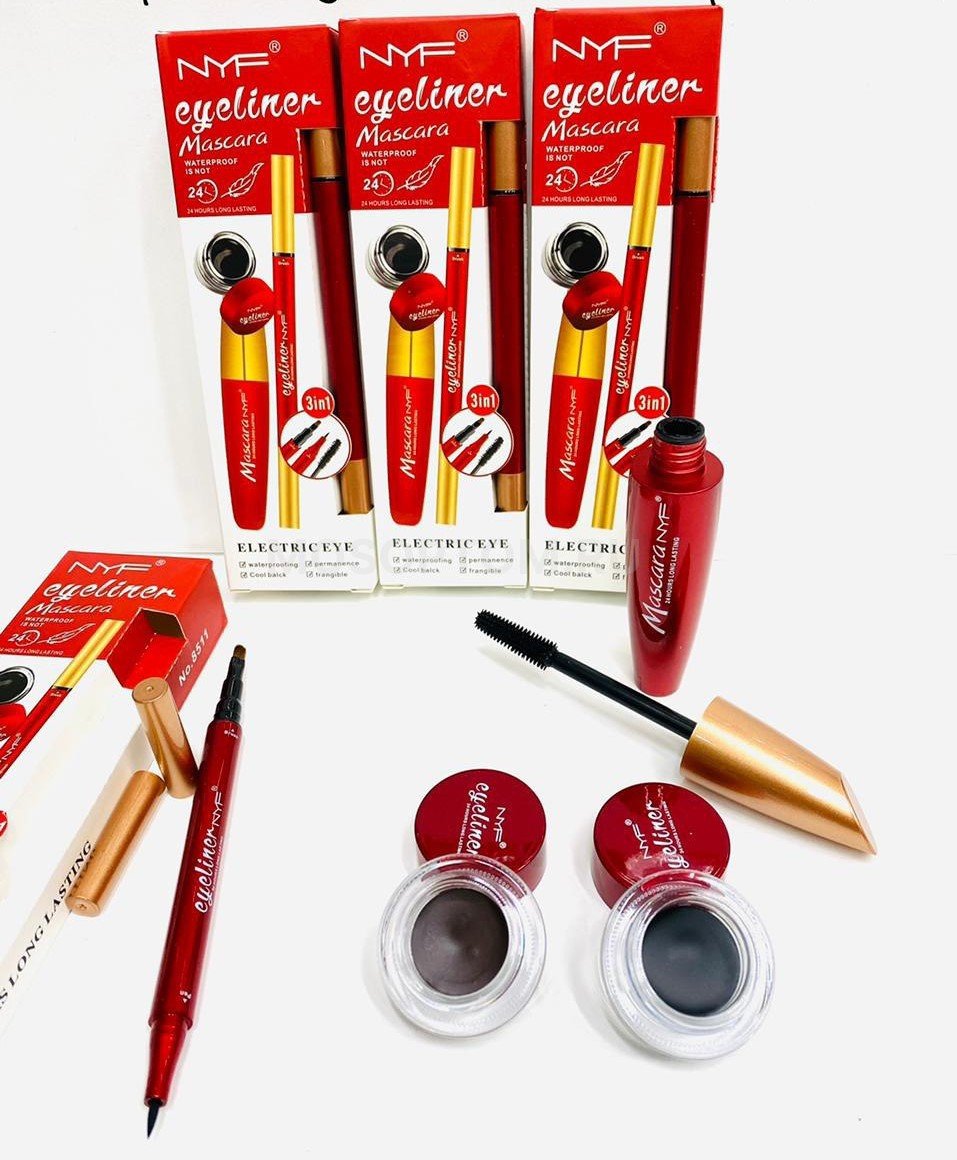 Sbd29a8c8696b4f69abb9d0fc7a171fd9S NYF WaterProof Eyeliner, Mascara, Eyebrow Set 3 in 1 black brown - Image 1