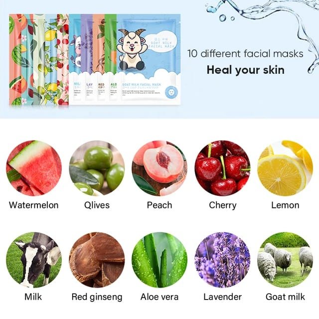 frus Facial Sheet Mask, Hydrating Face Masks, Mositurising, Soothing, Beauty Mask for All Skin Types Pack of 1*25ml - Image 1
