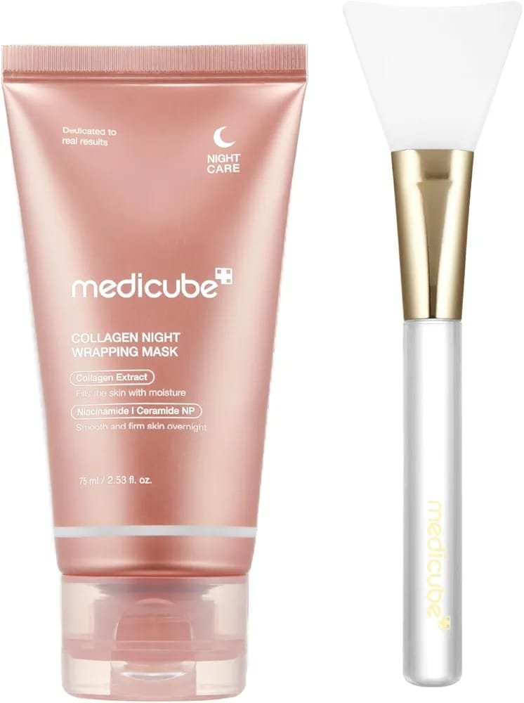 mediqub Collagen Night Wrapping Peel off Facial Mask with Jelly Brush | Medicube Collagen Mask 75ml - Image 1